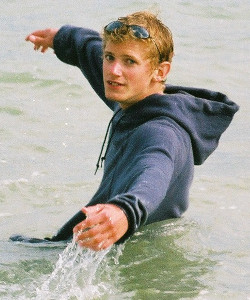 hoodie blue jeans swimming fully clothed