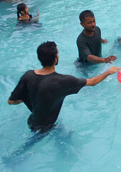 aqua jogging students in pool