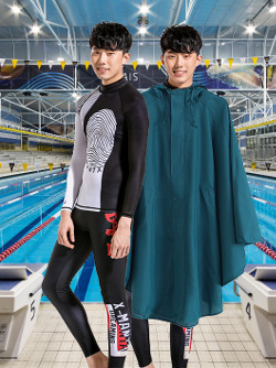 lycra swim suit and poncho cape